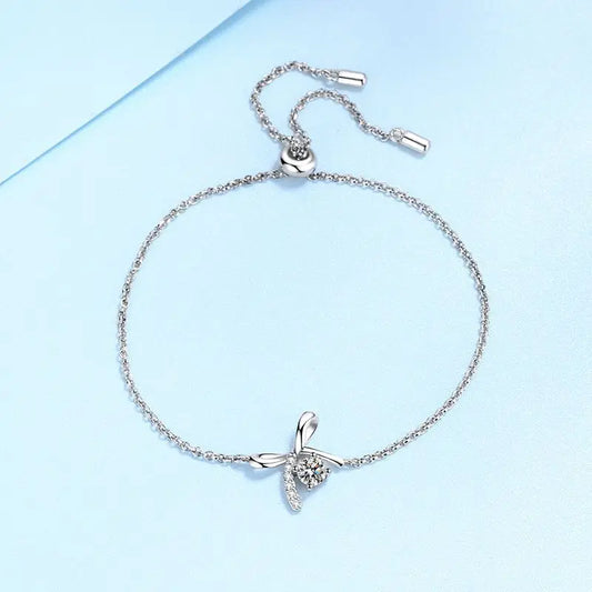 Classic Butterfly shaped Platinum Bracelet for Women Moissanite Diamond